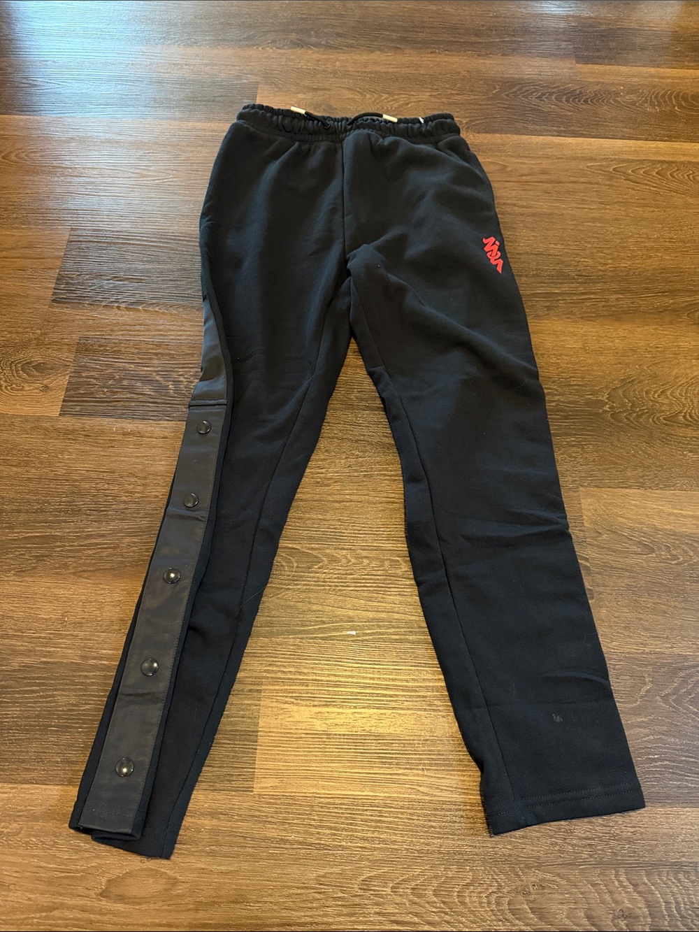 Jordan Kids Black Snap-Button Joggers with Red Logo